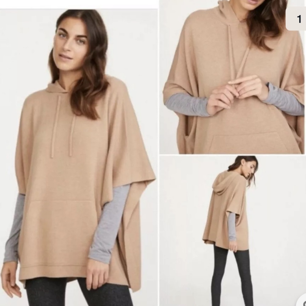 Lou & Grey Hooded Poncho Size M/L Camel Color